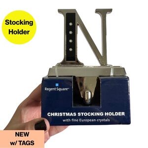 2/for $20 🪩 “N” Initial -Christmas Stocking Holder w/Crystals - NEW w TAGS🏷️